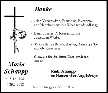 Anzeige von Maria Schaupp von MGO