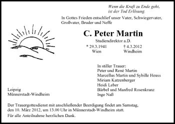 Anzeige von Peter Martin von MGO