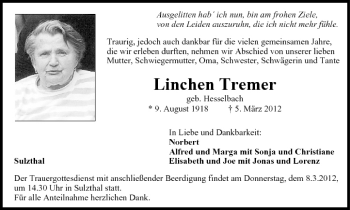 Anzeige von Linchen Tremer von MGO