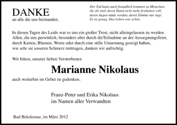 Anzeige von Marianne Nikolaus von MGO