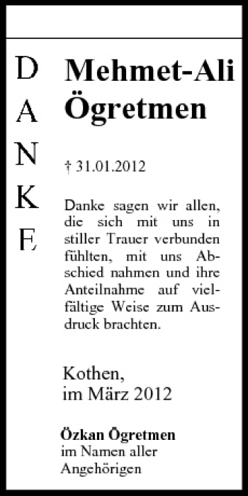 Anzeige von Mehmet-Ali Ögretmen von MGO