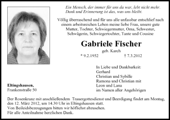 Anzeige von Gabriele Fischer von MGO