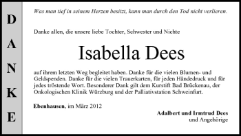 Anzeige von Isabella Dees von MGO