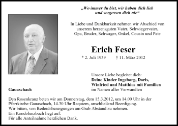 Anzeige von Erich Feser von MGO
