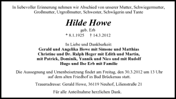 Anzeige von Hilde Howe von MGO