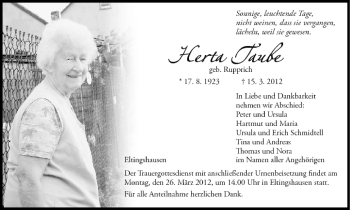 Anzeige von Herta Taube von MGO