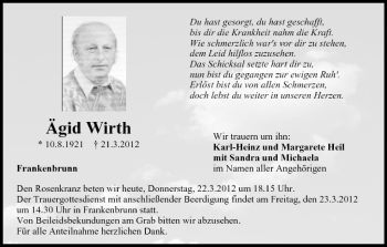 Anzeige von Ägid Wirth von MGO