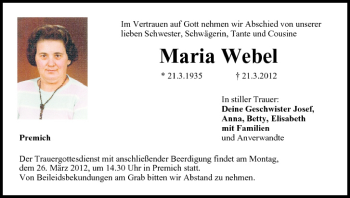 Anzeige von Maria Webel von MGO