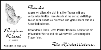 Anzeige von Regina Kiesel von MGO