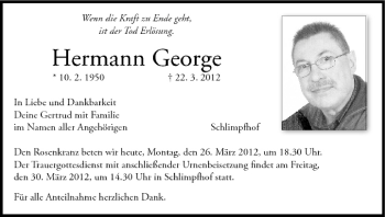 Anzeige von Hermann George von MGO