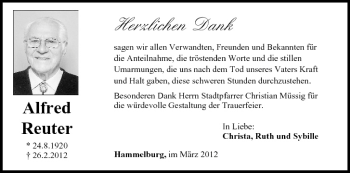 Anzeige von Alfred Reuter von MGO