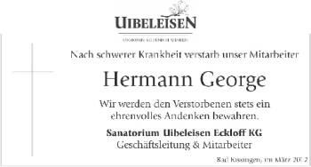 Anzeige von Hermann George von MGO