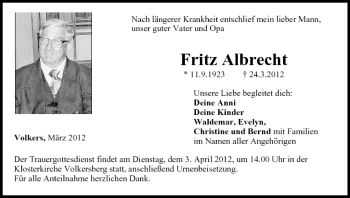 Anzeige von Fritz Albrecht von MGO