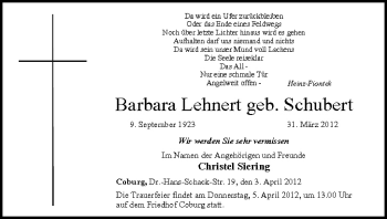 Anzeige von Barbara Lehnert von MGO