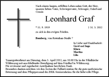Anzeige von Leonhard Graf von MGO