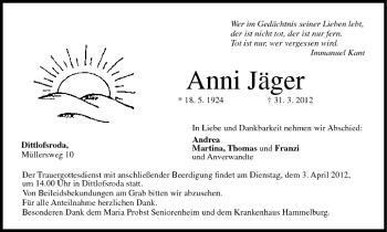 Anzeige von Anni Jäger von MGO
