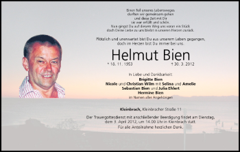 Anzeige von Helmut Bien von MGO