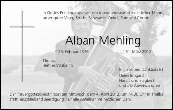 Anzeige von Alban Mehling von MGO