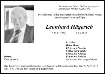 Anzeige von Leonhard Hägerieh von MGO