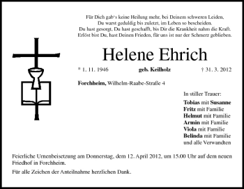 Anzeige von Helene Ehrich von MGO