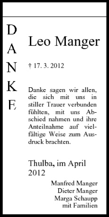 Anzeige von Leo Manger von MGO