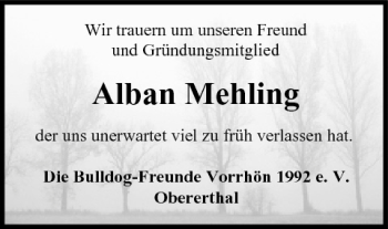 Anzeige von Alban Mehling von MGO