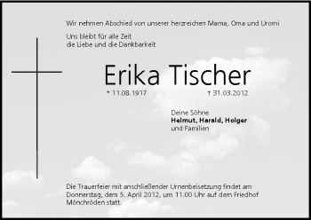 Anzeige von Erika Tischer von MGO