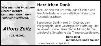 Anzeige von Alfons Zeitz von MGO