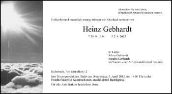 Anzeige von Heinz Gebhardt von MGO