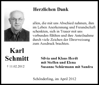 Anzeige von Karl Schmitt von MGO