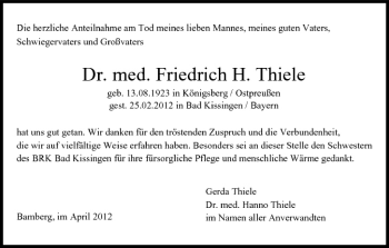 Anzeige von Friedrich Thiele von MGO