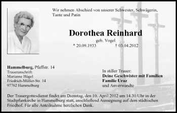 Anzeige von Dorothea Reinhard von MGO