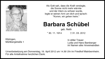Anzeige von Barbara Schübel von MGO