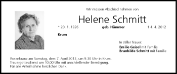 Anzeige von Helene Schmitt von MGO