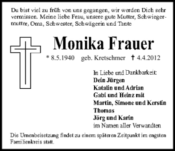 Anzeige von Monika Frauer von MGO