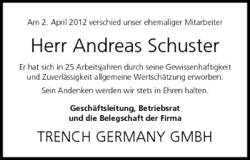 Anzeige von Andreas Schuster von MGO
