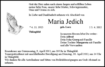 Anzeige von Maria Jedich von MGO