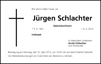 Anzeige von Jürgen Schlachter von MGO