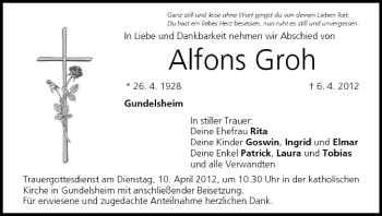 Anzeige von Alfons Groh von MGO