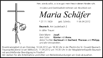 Anzeige von Maria Schäfer von MGO