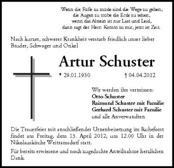 Anzeige von Artur Schuster von MGO