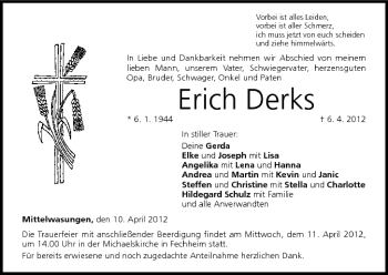 Anzeige von Erich Derks von MGO