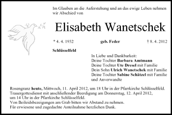 Anzeige von Elisabeth Wanetschek von MGO