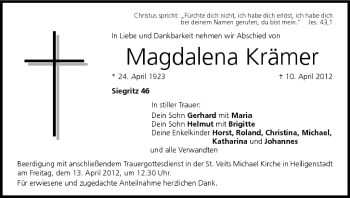 Anzeige von Magdalena Krämer von MGO