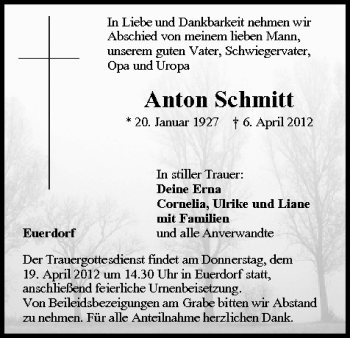 Anzeige von Anton Schmitt von MGO