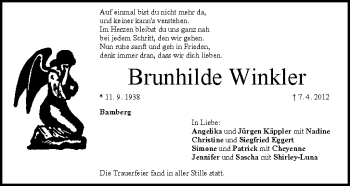 Anzeige von Brunhilde Winkler von MGO
