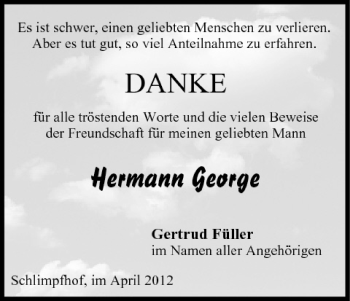 Anzeige von Hermann Georg von MGO