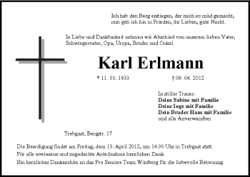 Anzeige von Karl Erlmann von MGO