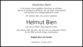Anzeige von Helmut Bien von MGO