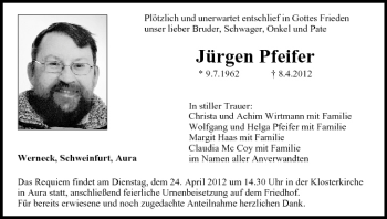 Anzeige von Jürgen Pfeifer von MGO